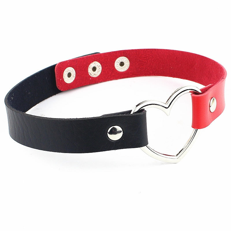 New Punk Gothic PU Leather Choker Chain Heart Buckle Collar Necklace - MERGE.DAY.1.FREESTYLE
