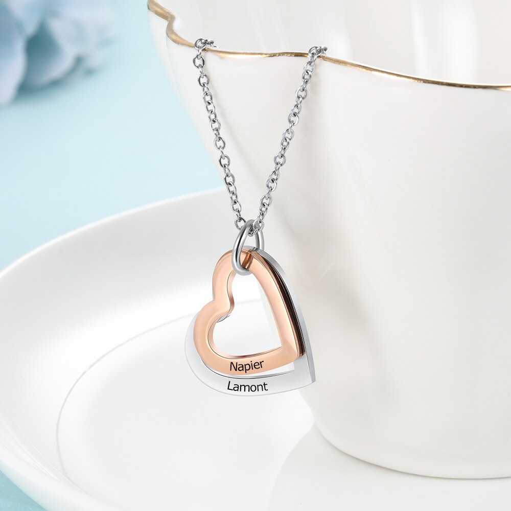 Mixed Rose Gold Color Heart Pendant Name Necklace - MERGE.DAY.1.FREESTYLE