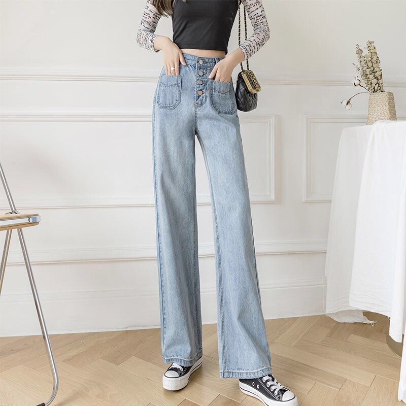 Women's Loose Straight Denim Trousers Female High Waist Wide Leg Pants high street - MERGE.DAY.1.FREESTYLE