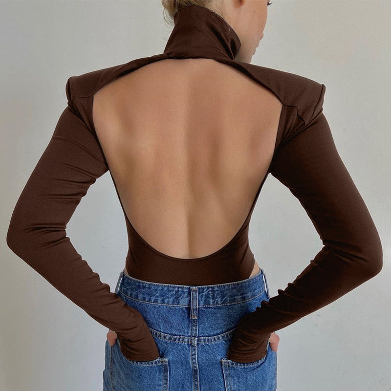 2022 Jumpsuits Women Rompers Sexy Club Hollow Out Backless Bodysuits Casual Long Sleeve Solid Slim - MERGE.DAY.1.FREESTYLE