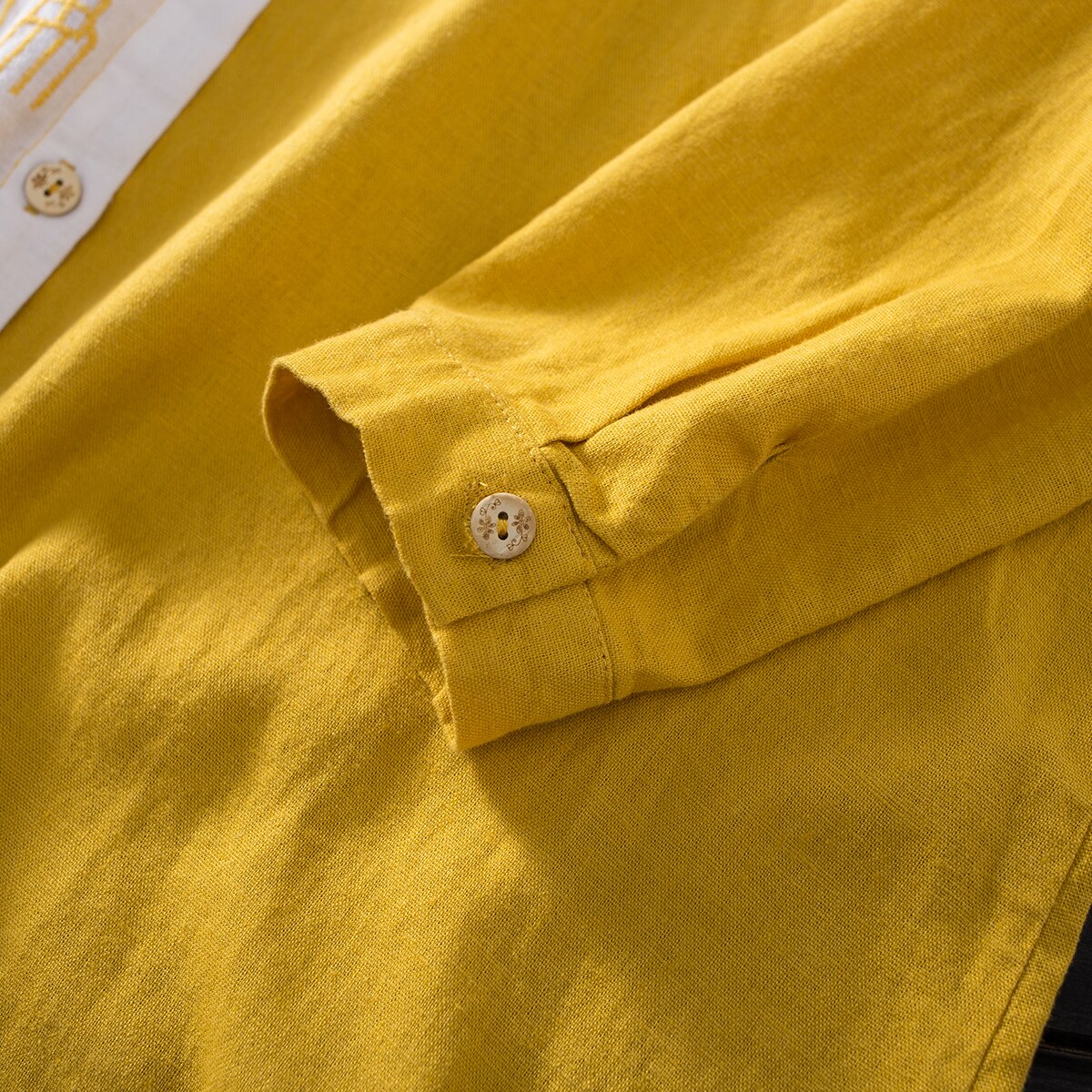 Women Cotton Linen Embroidery Blouse Long Sleeve Patchwork Color Top - MERGE.DAY.1.FREESTYLE