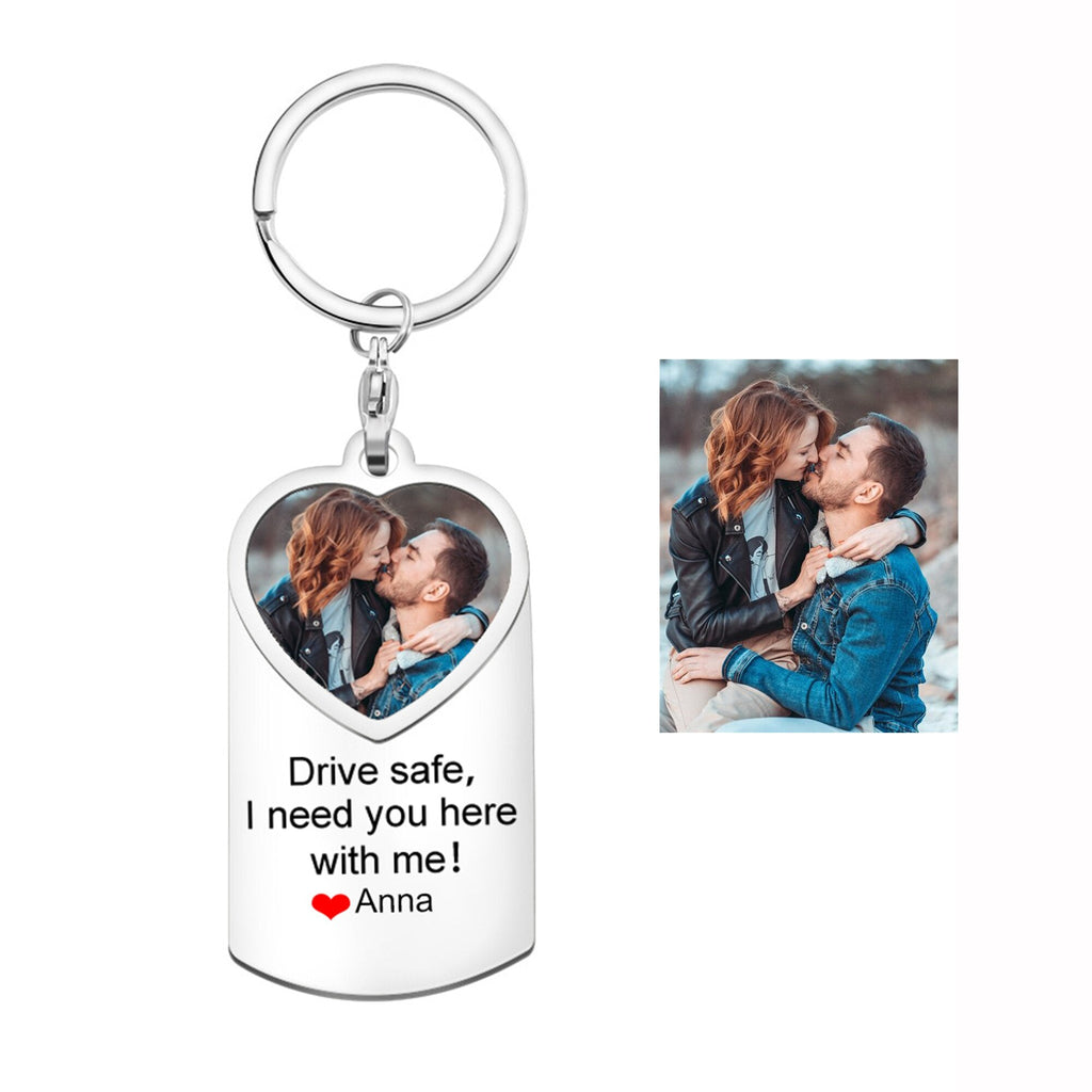 Stainless Steel Car Keyring Personalised Photo With Text Memory Gifts - MERGE.DAY.1.FREESTYLE