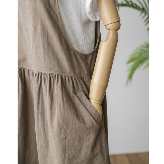 Spring and Summer Sleeveless Robe Dress Ladies Dress Plus Size XL- 5XL Cotton Linen Wome - MERGE.DAY.1.FREESTYLE