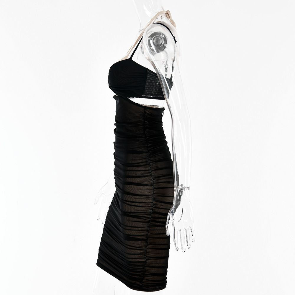 Women Spaghetti Strap Corset Cut Out Lined Long Dress Sexy Ruched Backless Elegant Bodycon - MERGE.DAY.1.FREESTYLE