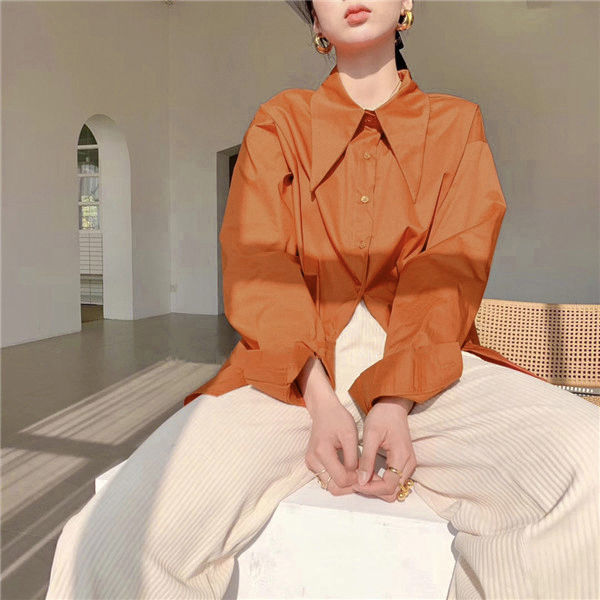Big Pointed Collar White Blouses For Women Vintage Loose Long Sleeve Shirt - MERGE.DAY.1.FREESTYLE