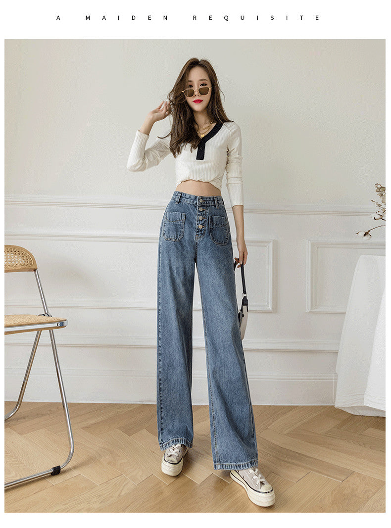 Women's Loose Straight Denim Trousers Female High Waist Wide Leg Pants high street - MERGE.DAY.1.FREESTYLE