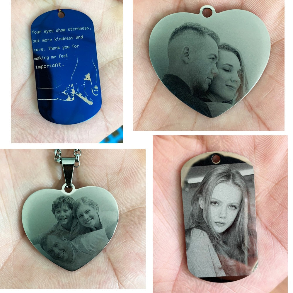 Custom Engraved Picture Photos Name Love Necklace for Women Heart Pendant - MERGE.DAY.1.FREESTYLE