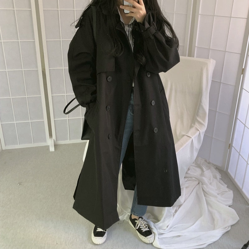 Loose Overcoat Autumn Winter Fashion Double-breasted Windbreaker Femme - MERGE.DAY.1.FREESTYLE