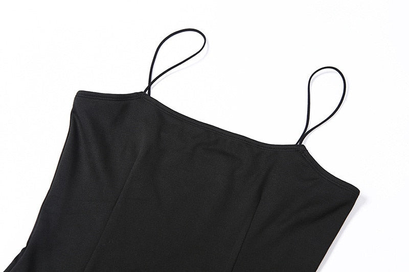 Backless Strap Split Dress Women Elastic Long Dresses Sleeveless Camisole Dress - MERGE.DAY.1.FREESTYLE