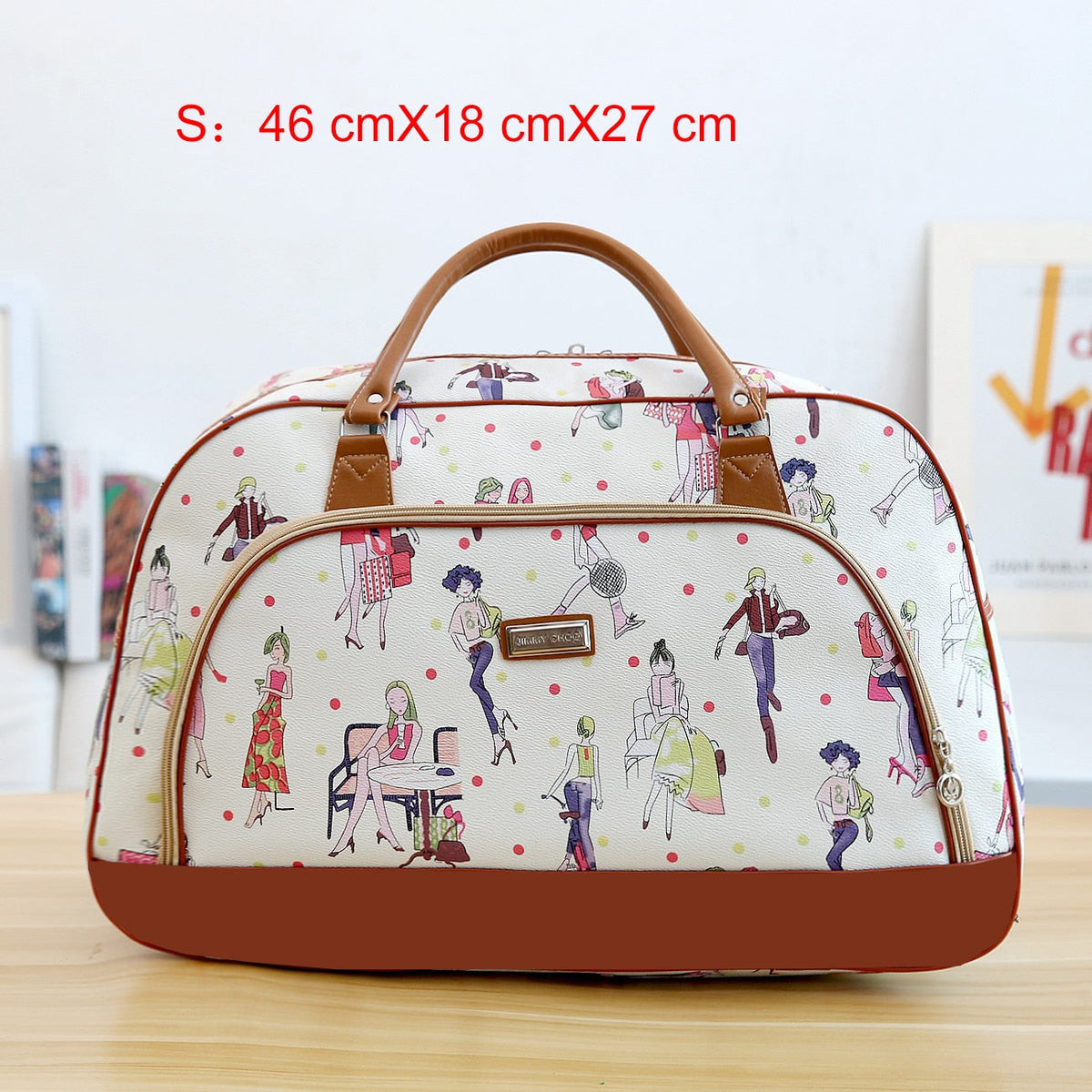 Women Travel Bags PU Leather Large Capacity Waterproof Print Luggage Duffle Bag - MERGE.DAY.1.FREESTYLE
