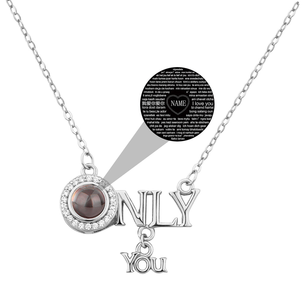 Customized 925 Silver 100 languages Projection Necklace Couple Memory Gifts - MERGE.DAY.1.FREESTYLE