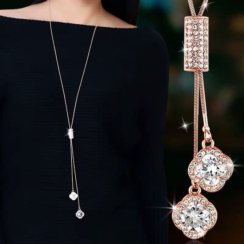Collier Femme Long Gray Crystal Necklaces & Pendants for Women Round Statement Necklace - MERGE.DAY.1.FREESTYLE