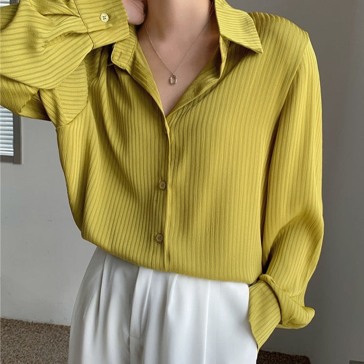 Office Ladies Striped Women Blouses Tops Full Sleeve Loose Shirts - MERGE.DAY.1.FREESTYLE