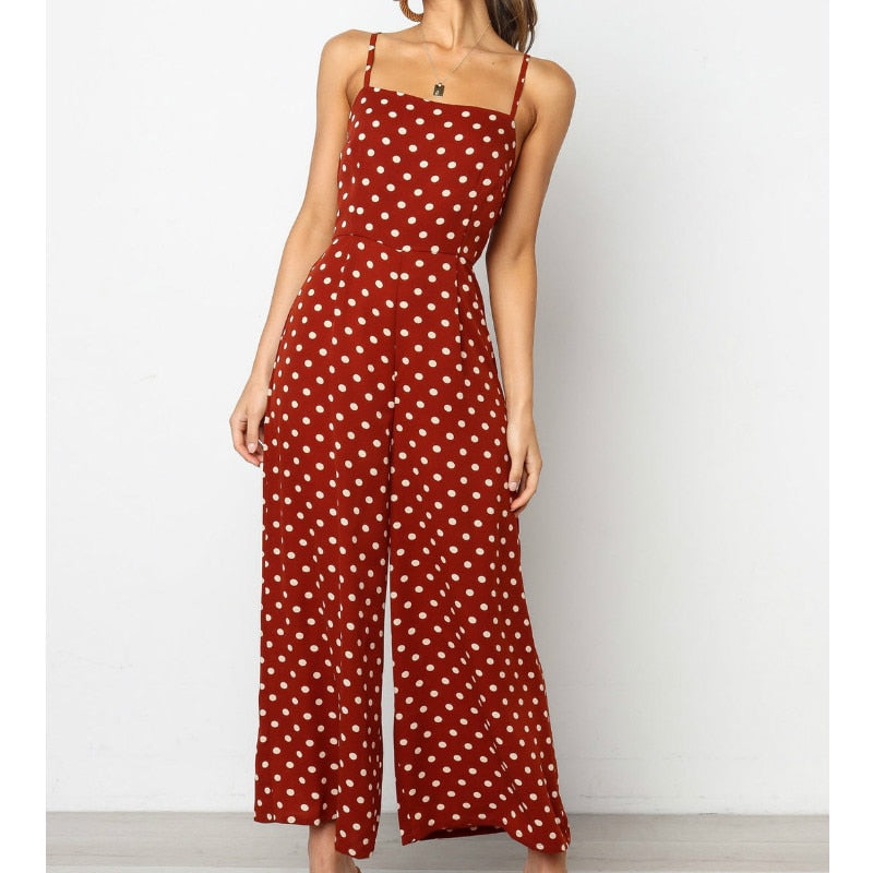 Sleeveless Backless Boho Bow-knot Dot Jumpsuits Women 2022 Summer Romper - MERGE.DAY.1.FREESTYLE