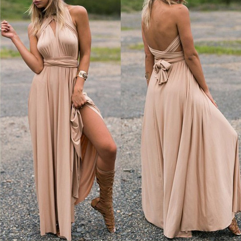 Sexy Women Multiway Wrap Convertible Boho Maxi Club Red Dress Bandage Long Dress - MERGE.DAY.1.FREESTYLE