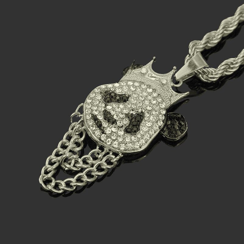 Hip Hop Crown Panda Pendant Necklace Iced Out Cuban Link Chain Mens Women - MERGE.DAY.1.FREESTYLE