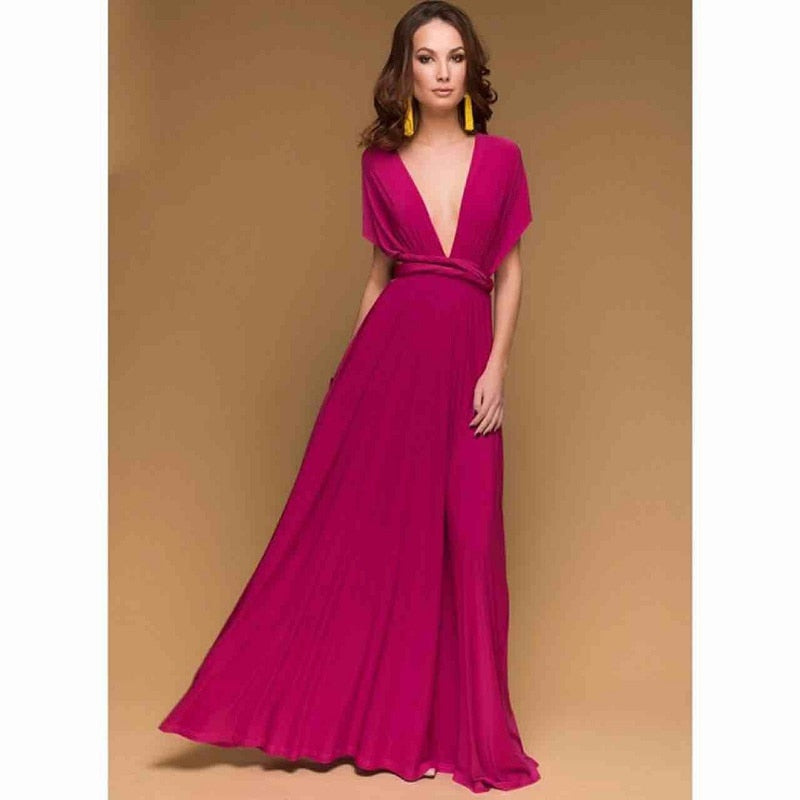 Sexy Women Multiway Wrap Convertible Boho Maxi Club Red Dress Bandage Long Dress - MERGE.DAY.1.FREESTYLE