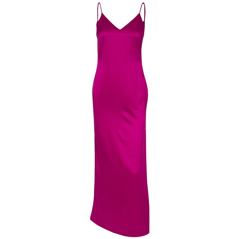 Satin V Neck Maxi Dress Women Spaghetti Strap Sleeveless Backless Side Split Long Dresses Lady Vestido - MERGE.DAY.1.FREESTYLE