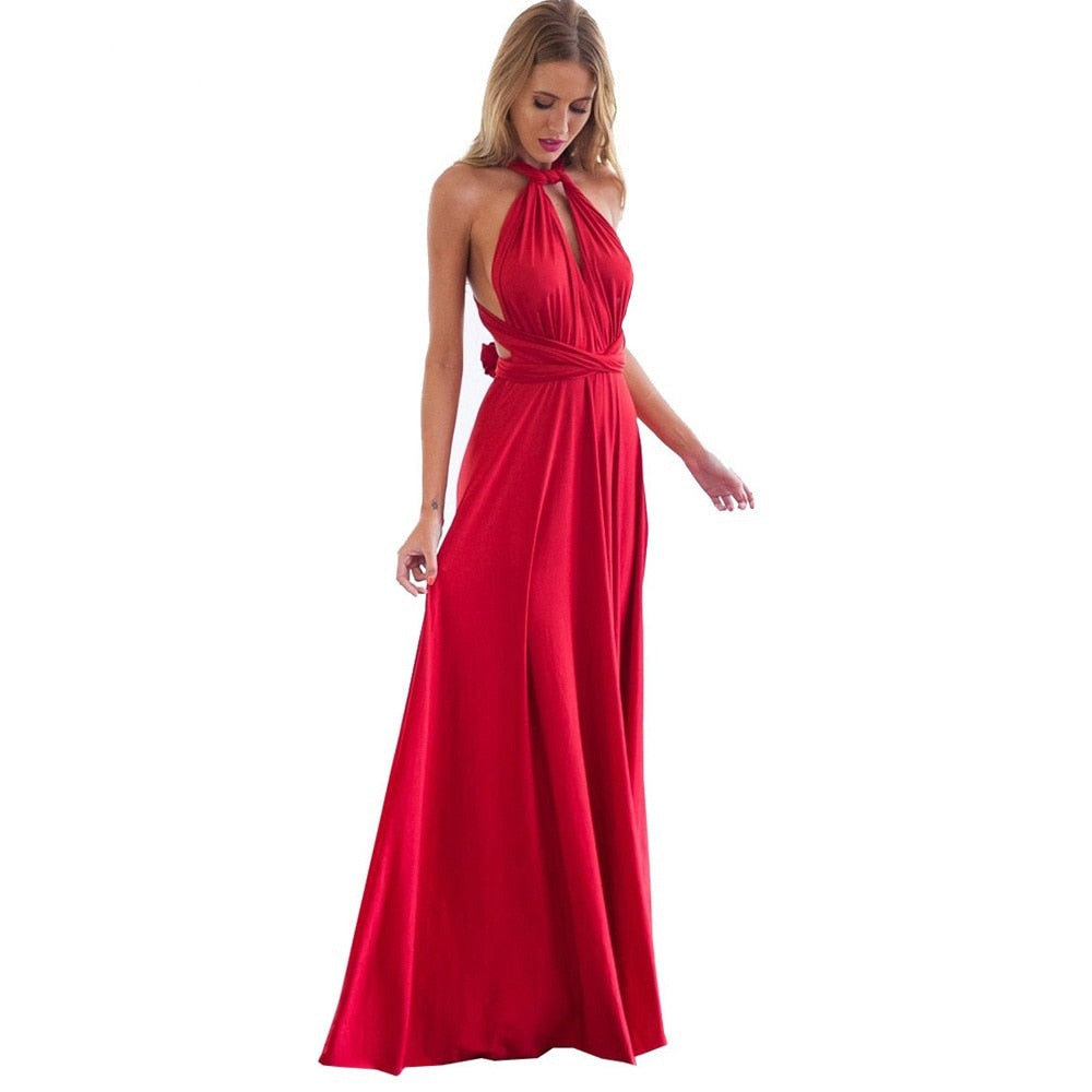 Sexy Women Multiway Wrap Convertible Boho Maxi Club Red Dress Bandage Long Dress - MERGE.DAY.1.FREESTYLE