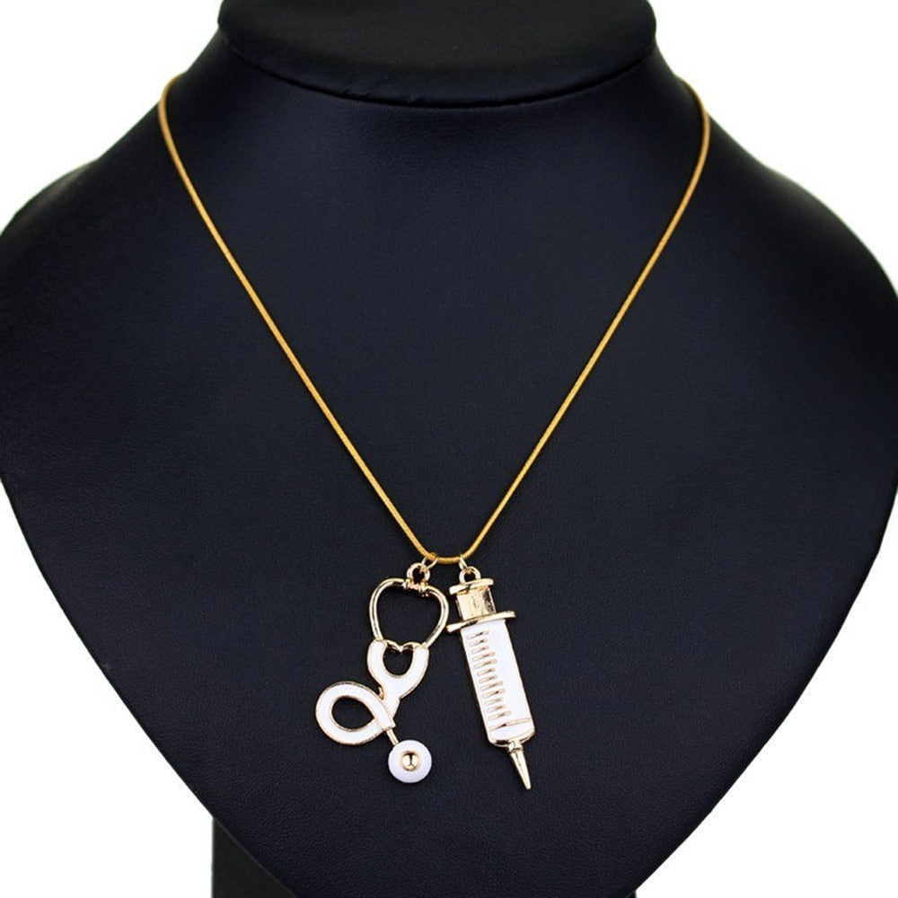 Medical Stethoscope Syringe Hospital Style Pendant Necklace - MERGE.DAY.1.FREESTYLE