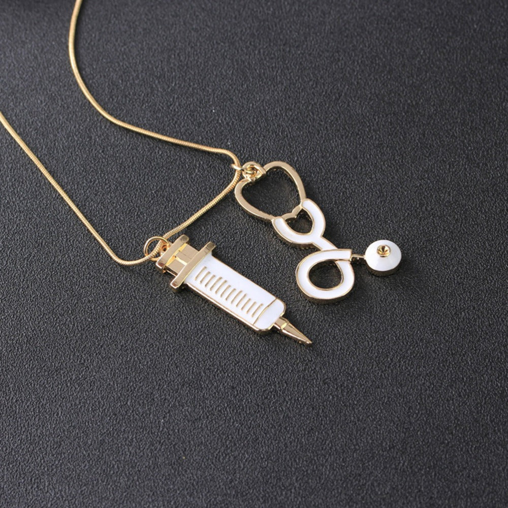 Medical Stethoscope Syringe Hospital Style Pendant Necklace - MERGE.DAY.1.FREESTYLE
