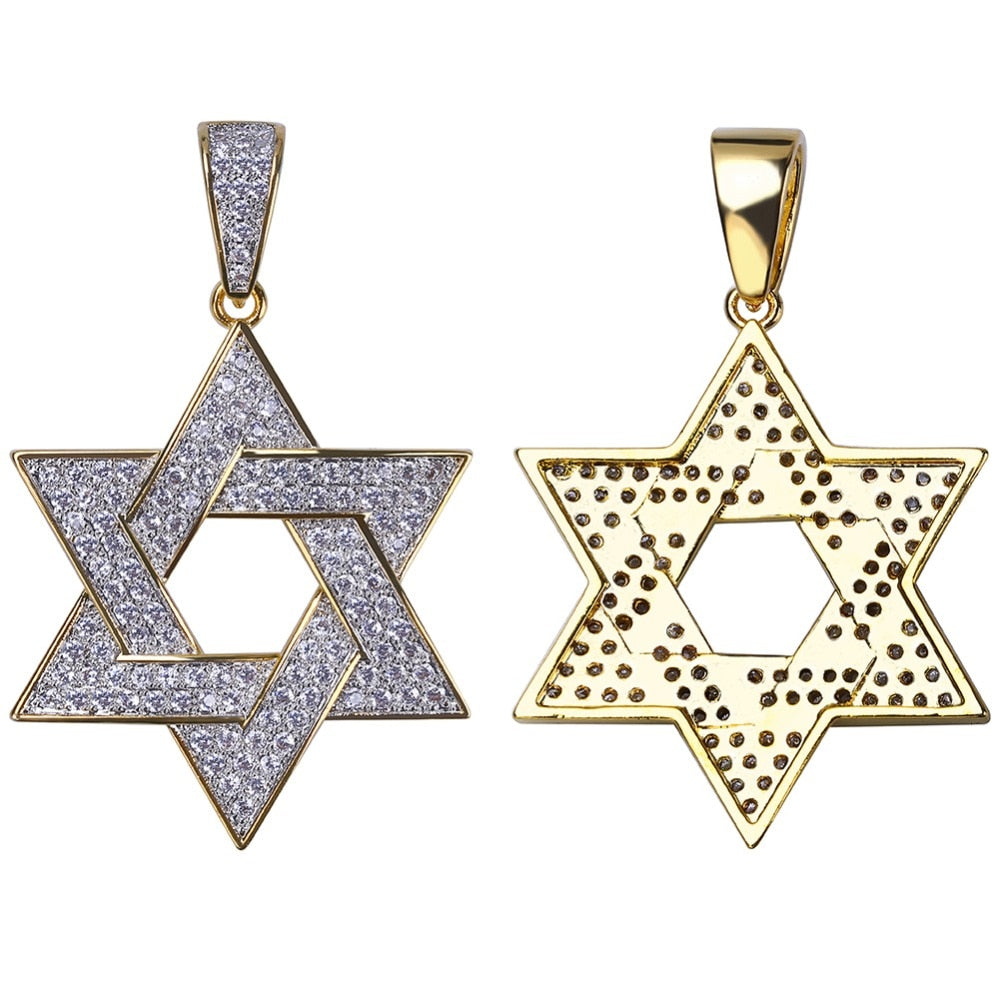 Hip Hop Zirconia Stone Star Of David Pendant Necklaces - MERGE.DAY.1.FREESTYLE