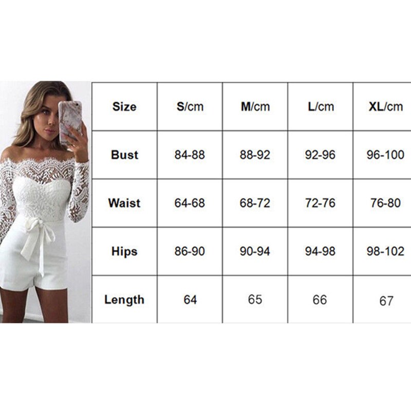 Women Summer Off Shoulder Sexy Playsuits Long Sleeve Sheer Lace Patchwork Hollow Skinny Playsuits - MERGE.DAY.1.FREESTYLE