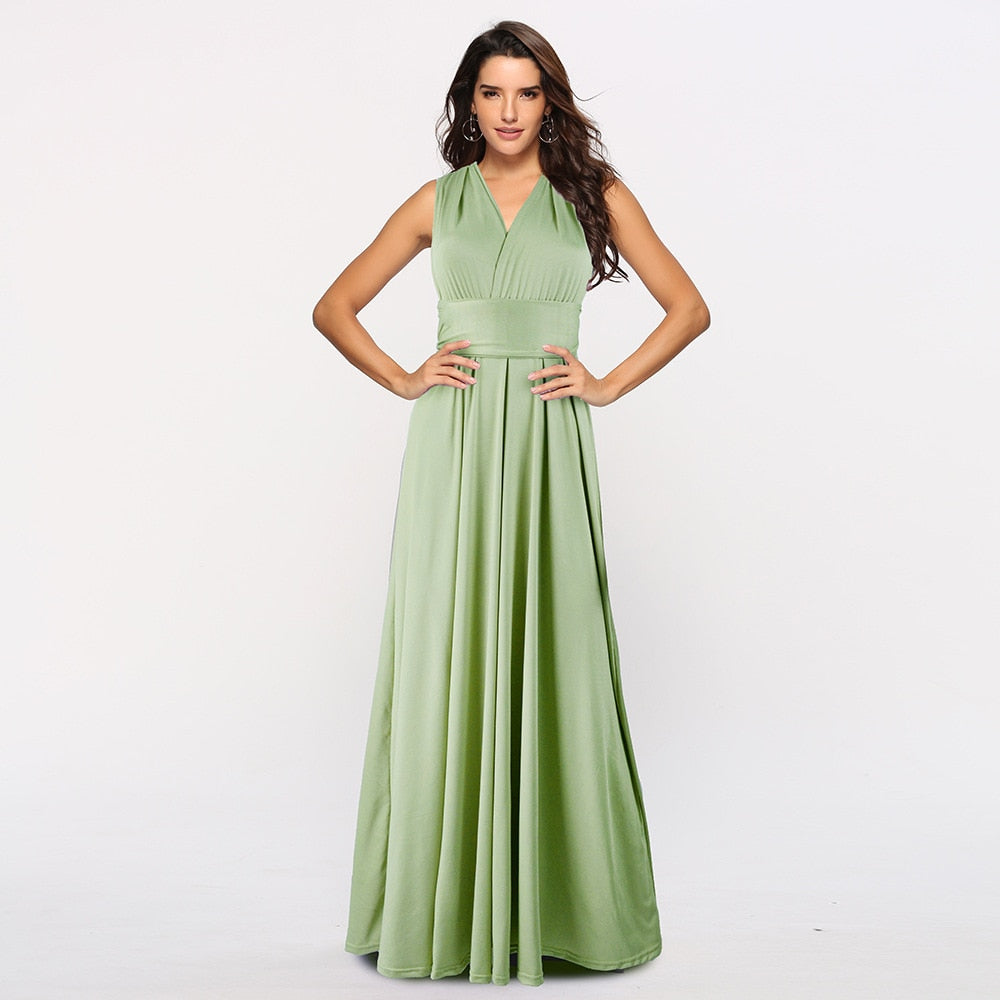 Sexy Women Multiway Wrap Convertible Boho Maxi Club Red Dress Bandage Long Dress - MERGE.DAY.1.FREESTYLE