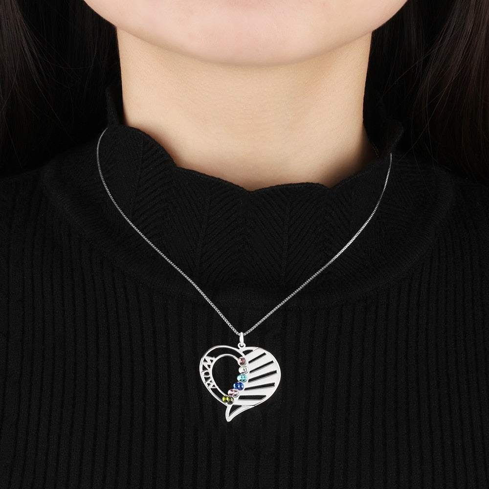Name Necklace Personalized Birthstone Engrave Name Pendants - MERGE.DAY.1.FREESTYLE