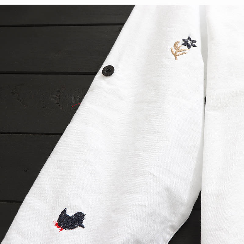 Plus size Cotton Embroidery women loose long white shirts casual ladies blouse - MERGE.DAY.1.FREESTYLE
