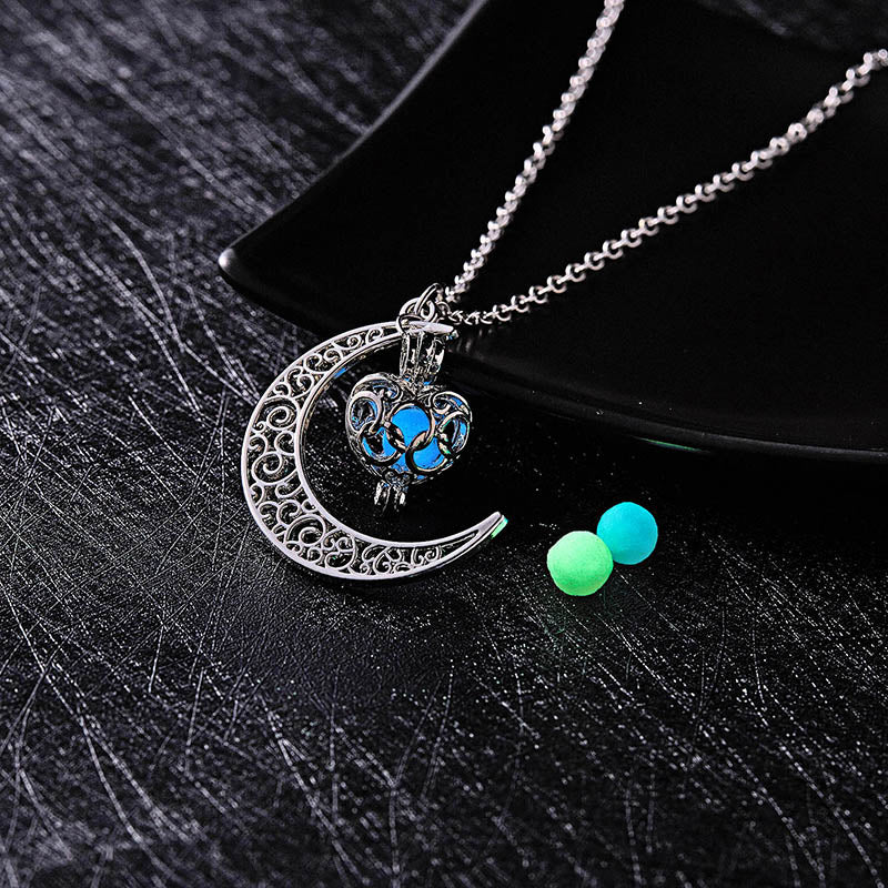 Glow In The Dark Necklace Moon Square Heart Necklaces For Woman Hollow Water Drop Pendant - MERGE.DAY.1.FREESTYLE