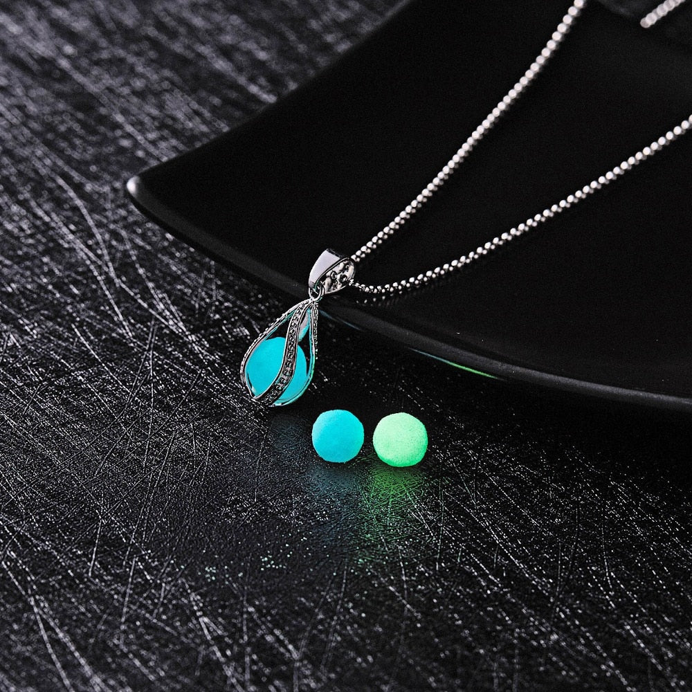 Glow In The Dark Necklace Moon Square Heart Necklaces For Woman Hollow Water Drop Pendant - MERGE.DAY.1.FREESTYLE