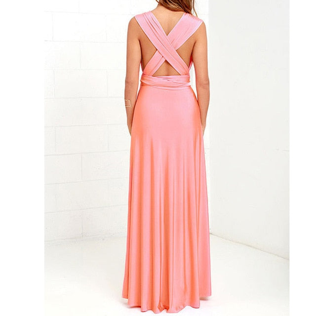 Sexy Women Multiway Wrap Convertible Boho Maxi Club Red Dress Bandage Long Dress - MERGE.DAY.1.FREESTYLE