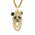 Hip Hop Crown Panda Pendant Necklace Iced Out Cuban Link Chain Mens Women - MERGE.DAY.1.FREESTYLE