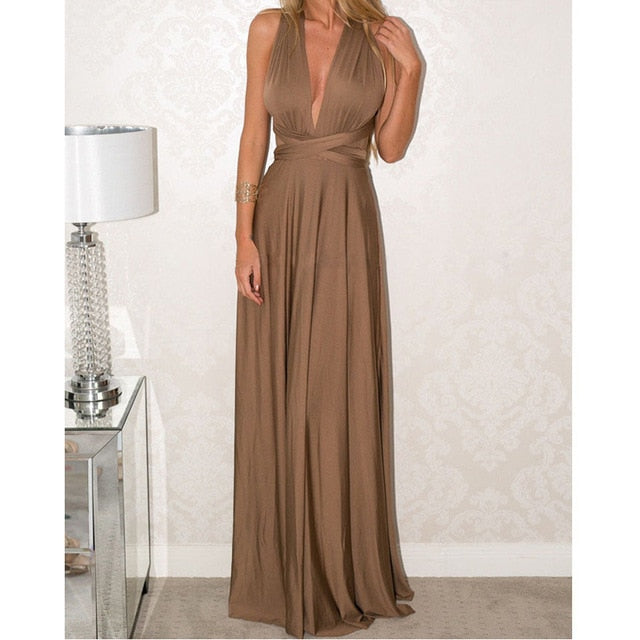 Sexy Women Multiway Wrap Convertible Boho Maxi Club Red Dress Bandage Long Dress - MERGE.DAY.1.FREESTYLE