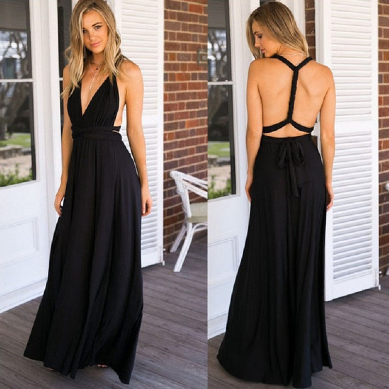 Sexy Women Multiway Wrap Convertible Boho Maxi Club Red Dress Bandage Long Dress - MERGE.DAY.1.FREESTYLE