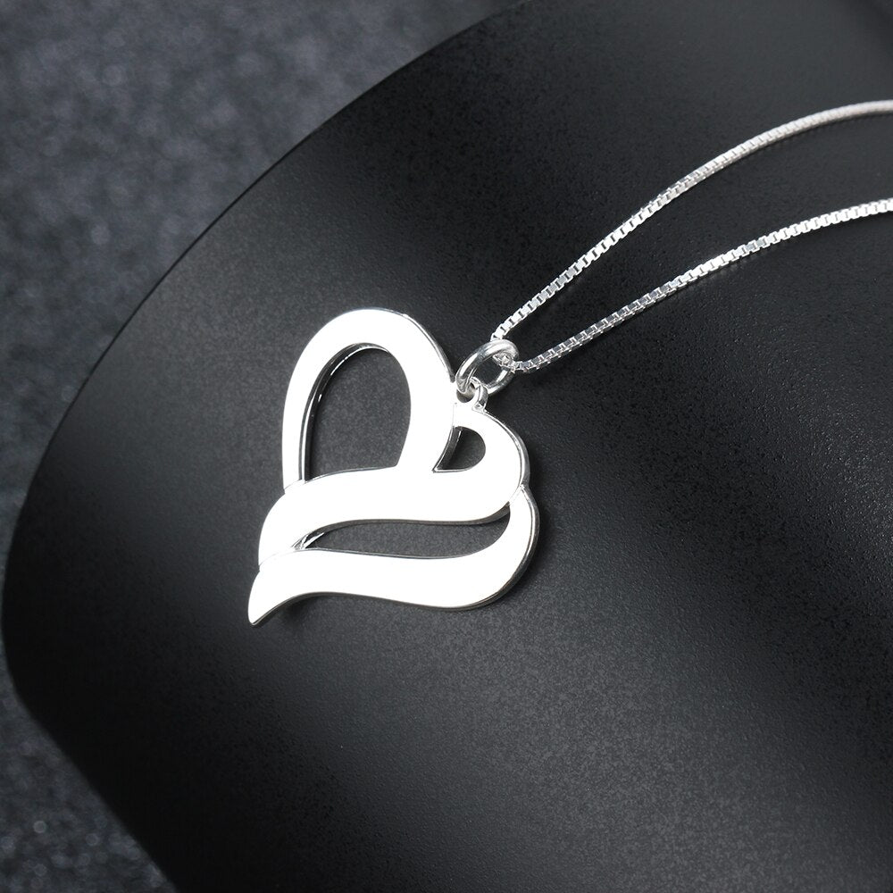 Heart Shaped Personalized Engraving 2 Names Name Necklace - MERGE.DAY.1.FREESTYLE