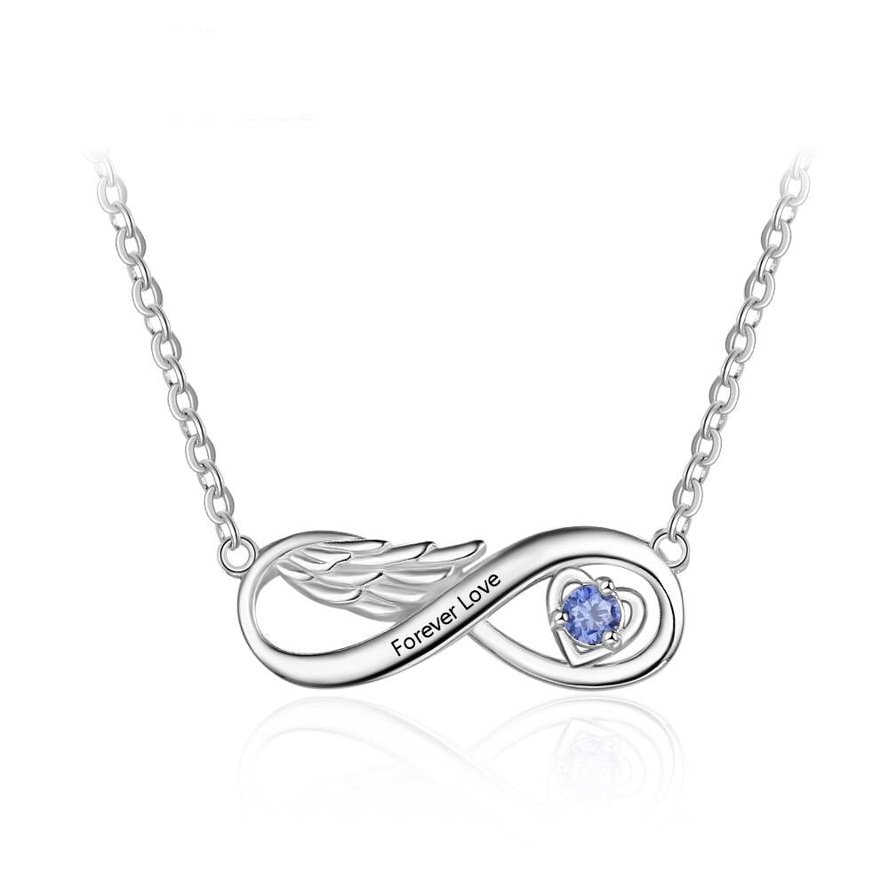 Customized Wing Infinity Relationship Birthstone Name Pendant Necklace - MERGE.DAY.1.FREESTYLE