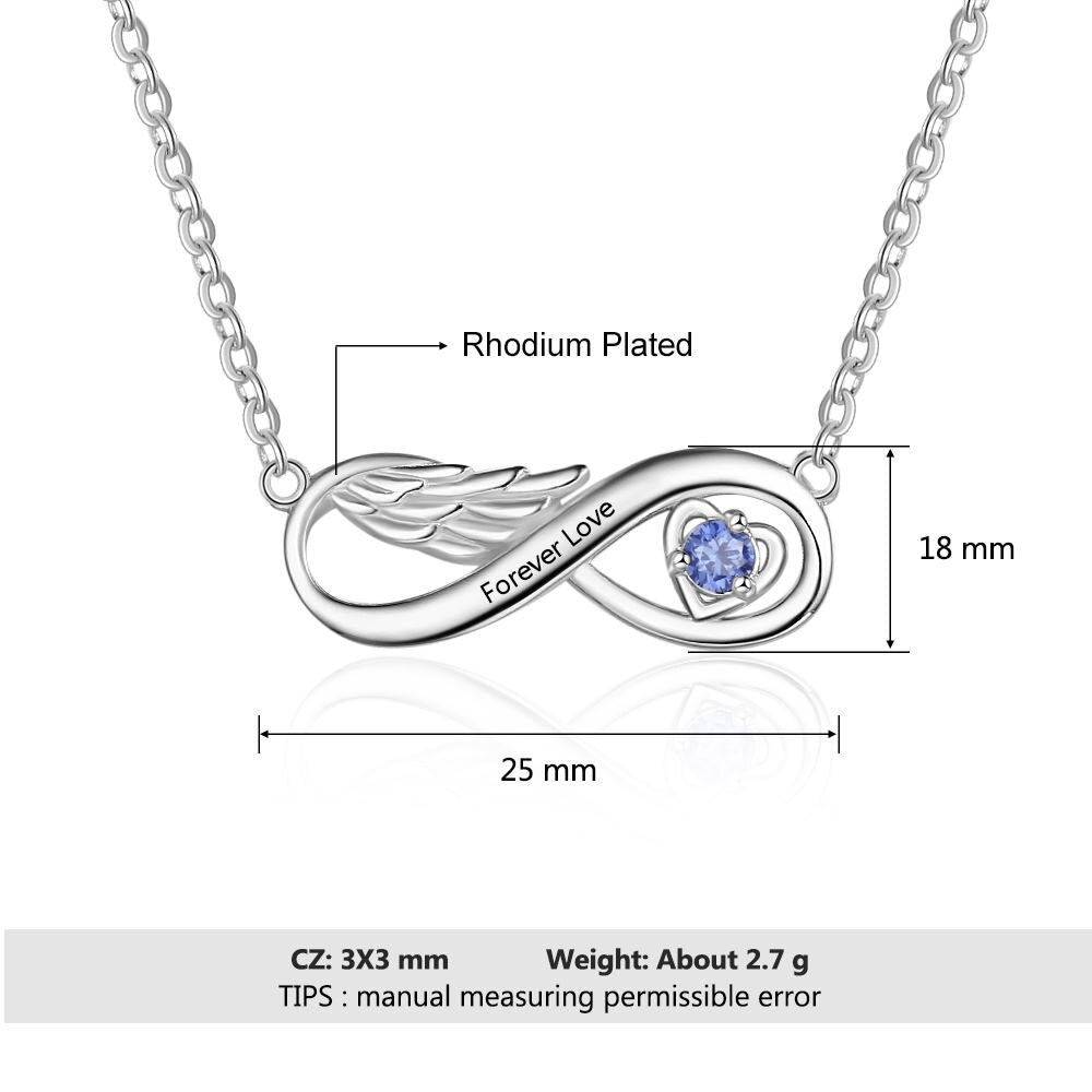 Customized Wing Infinity Relationship Birthstone Name Pendant Necklace - MERGE.DAY.1.FREESTYLE