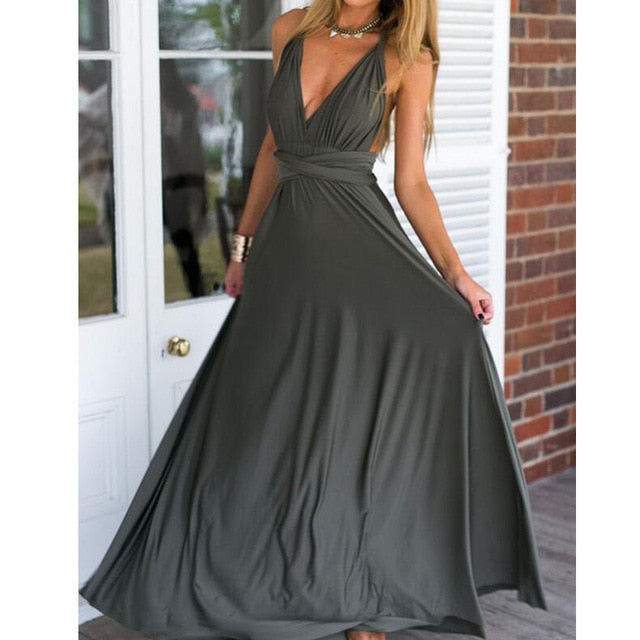 Sexy Women Multiway Wrap Convertible Boho Maxi Club Red Dress Bandage Long Dress - MERGE.DAY.1.FREESTYLE