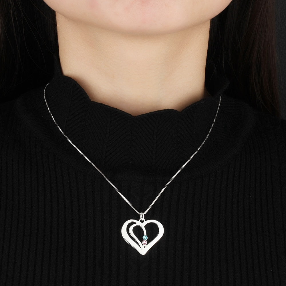 Personalized Birthstone Engraved Name Heart Necklaces & Pendants - MERGE.DAY.1.FREESTYLE