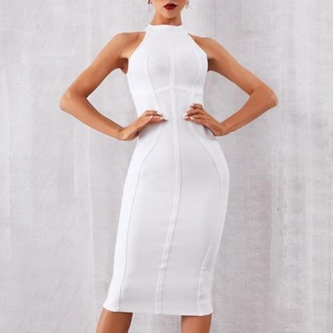 2022 New Summer White Women Bodycon Bandage Dress Elegant Tank Sexy Sleeveless Dresses - MERGE.DAY.1.FREESTYLE