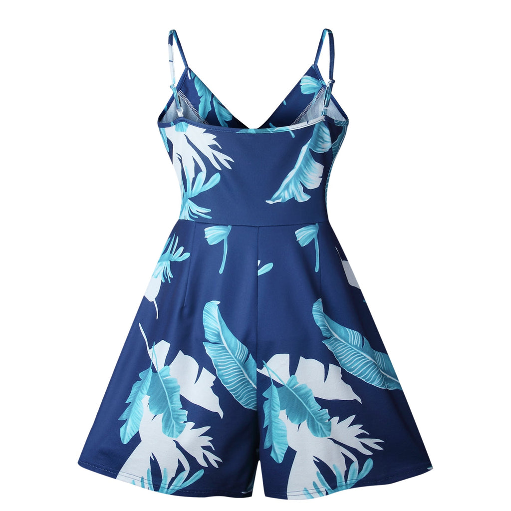 Floral Print Ruffles Strapless Rompers Summer Pleated Chest Wrapped Playsuits Womens Jumpsuit - MERGE.DAY.1.FREESTYLE