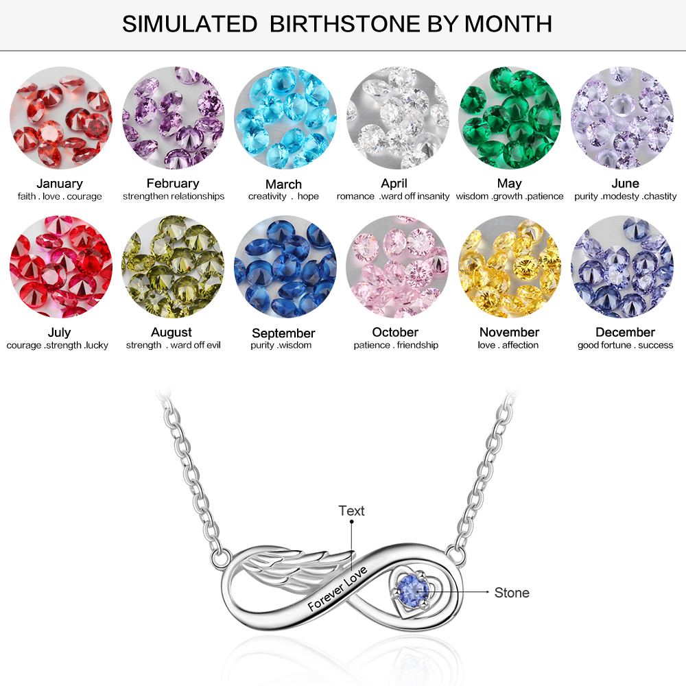 Customized Wing Infinity Relationship Birthstone Name Pendant Necklace - MERGE.DAY.1.FREESTYLE