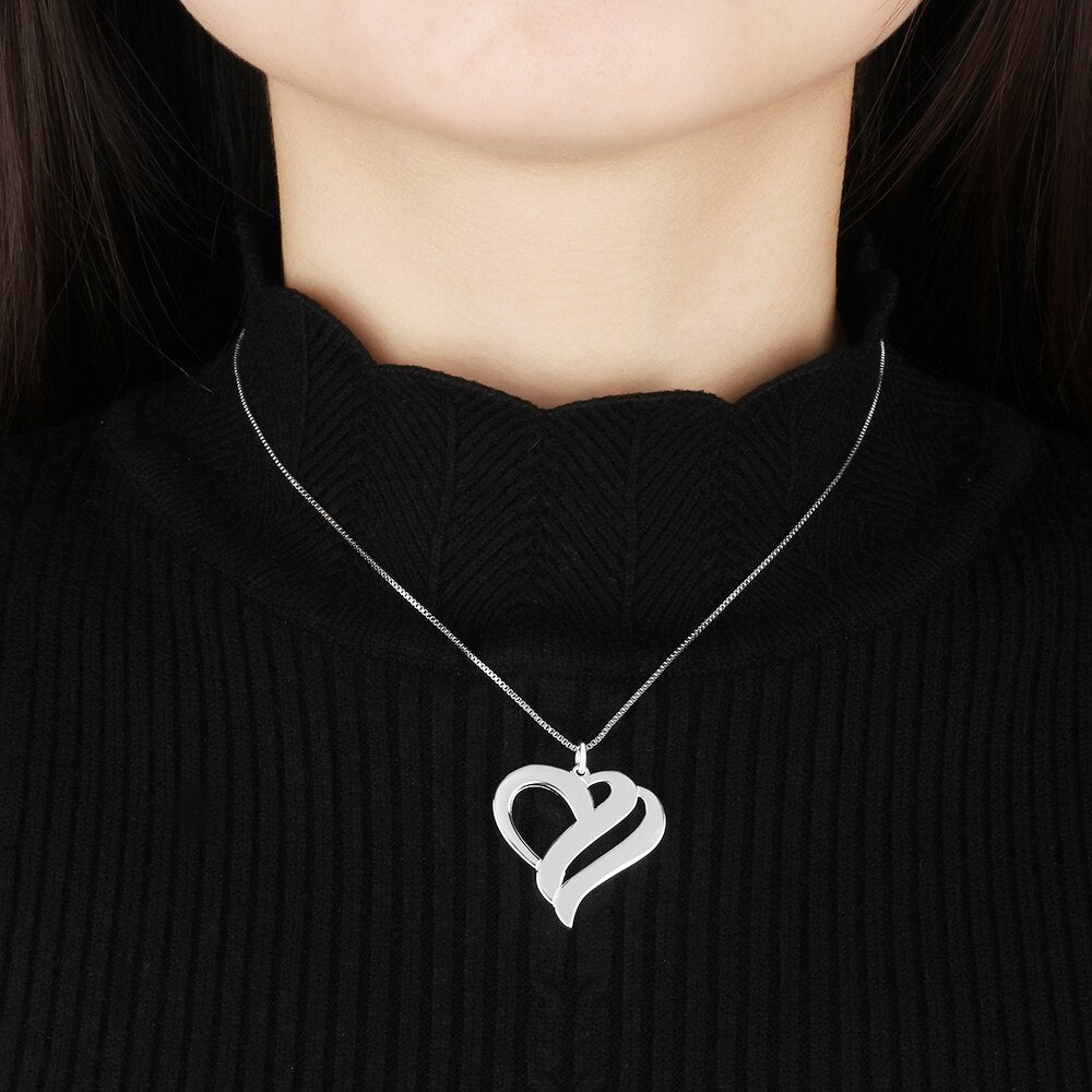 Heart Shaped Personalized Engraving 2 Names Name Necklace - MERGE.DAY.1.FREESTYLE