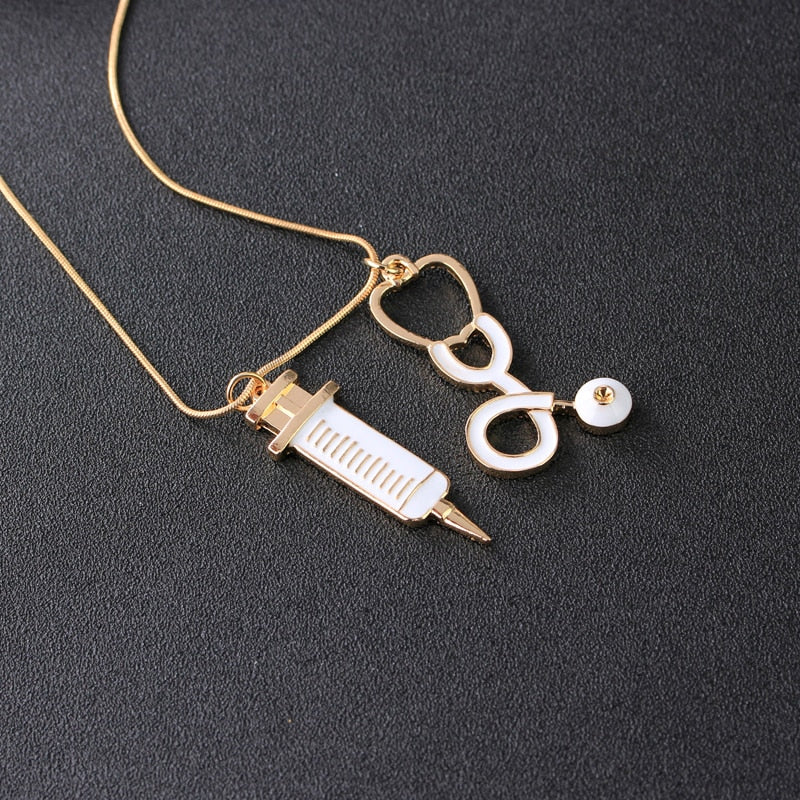 Medical Stethoscope Syringe Hospital Style Pendant Necklace - MERGE.DAY.1.FREESTYLE