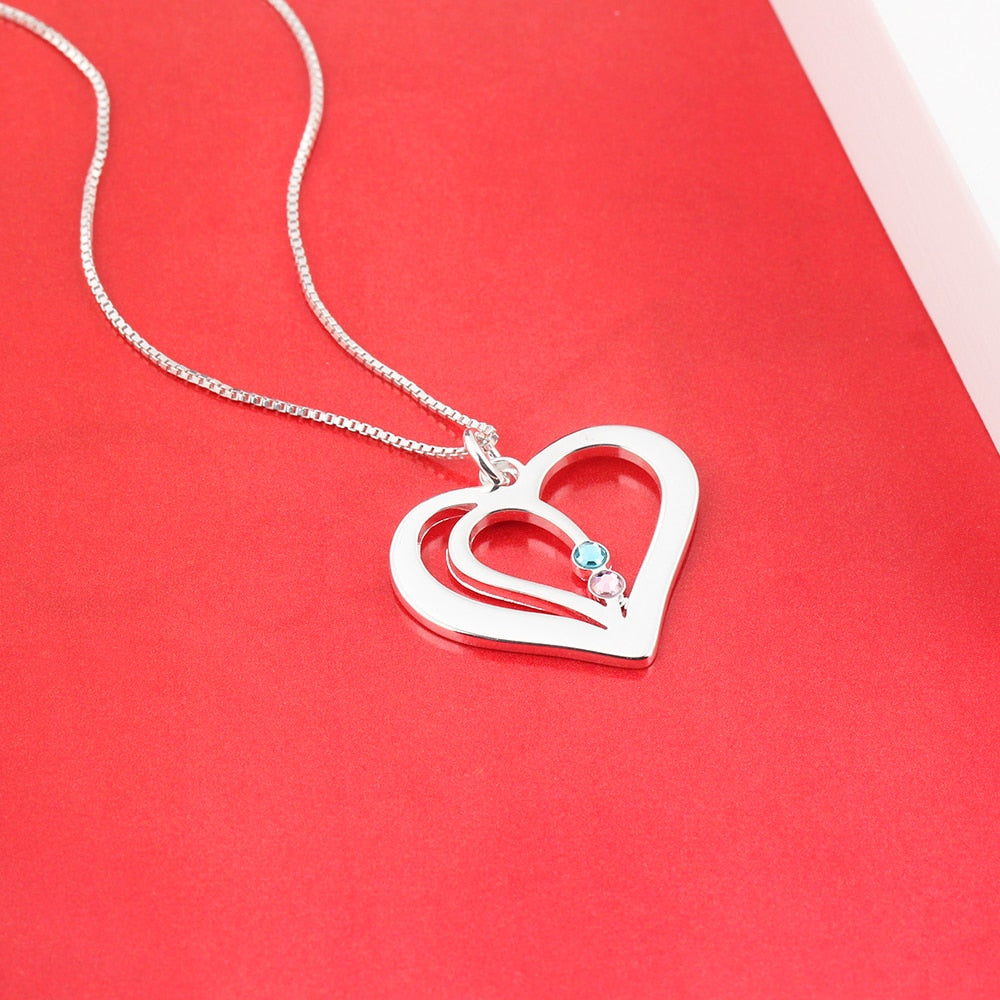 Personalized Birthstone Engraved Name Heart Necklaces & Pendants - MERGE.DAY.1.FREESTYLE