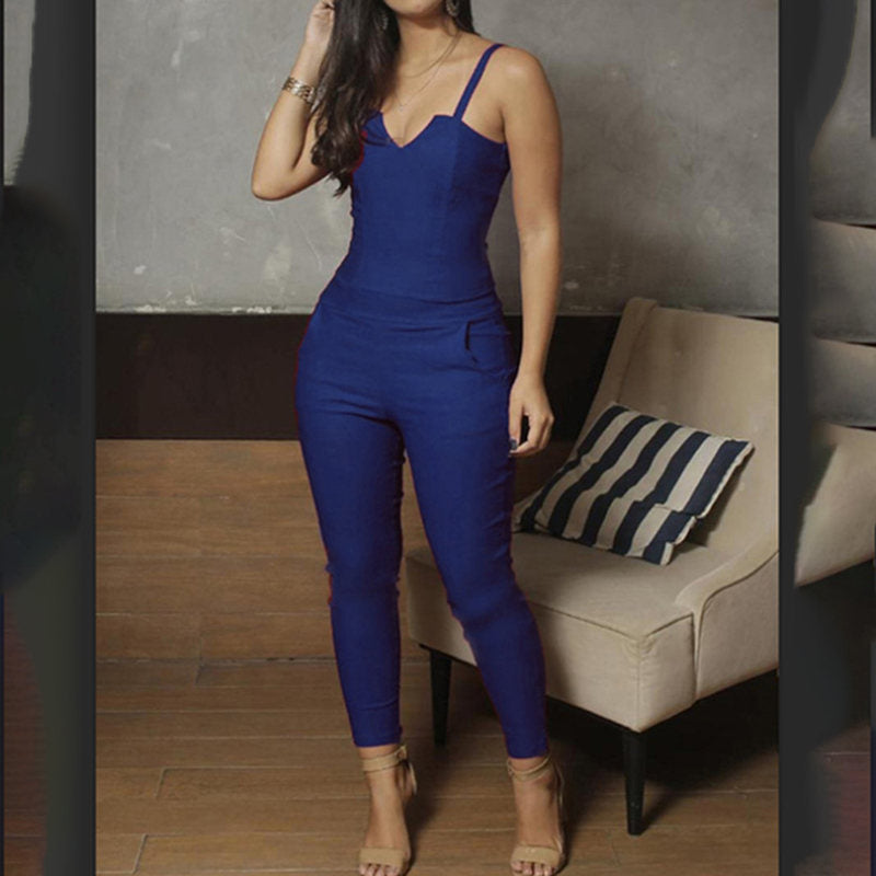 Summer jumpsuit Ladies Sling sleeveless Black Sexy Jumpsuit V-neck Cloth - MERGE.DAY.1.FREESTYLE