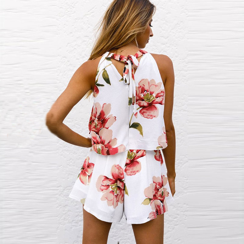 Sexy Jumpsuit For Women Loose Cause Boho Floral Female Rompers Beach Shorts Sets - MERGE.DAY.1.FREESTYLE