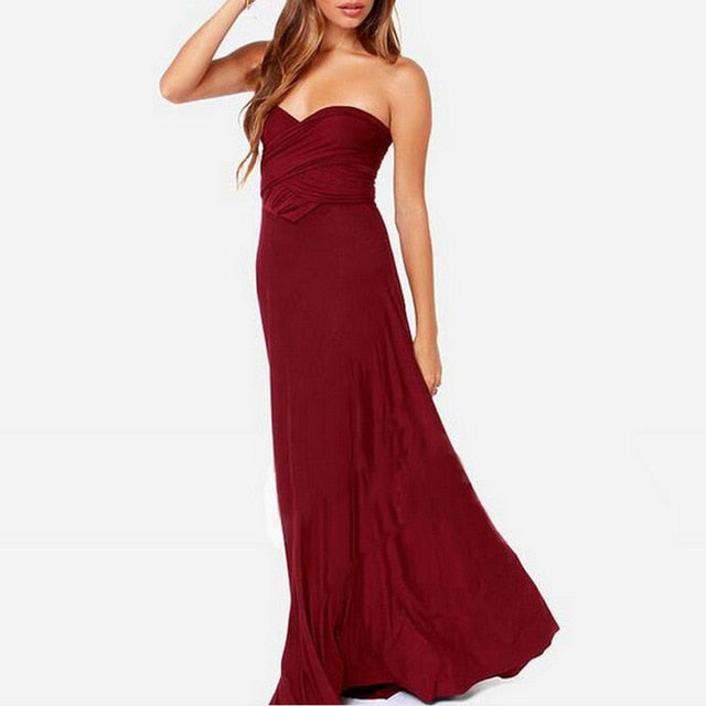 Sexy Women Multiway Wrap Convertible Boho Maxi Club Red Dress Bandage Long Dress - MERGE.DAY.1.FREESTYLE